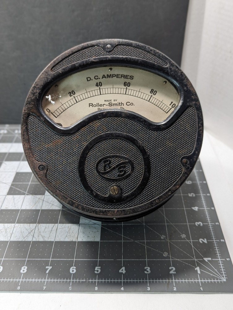 Roller Smith DC Amperes Meter USA Untested Steampunk Style