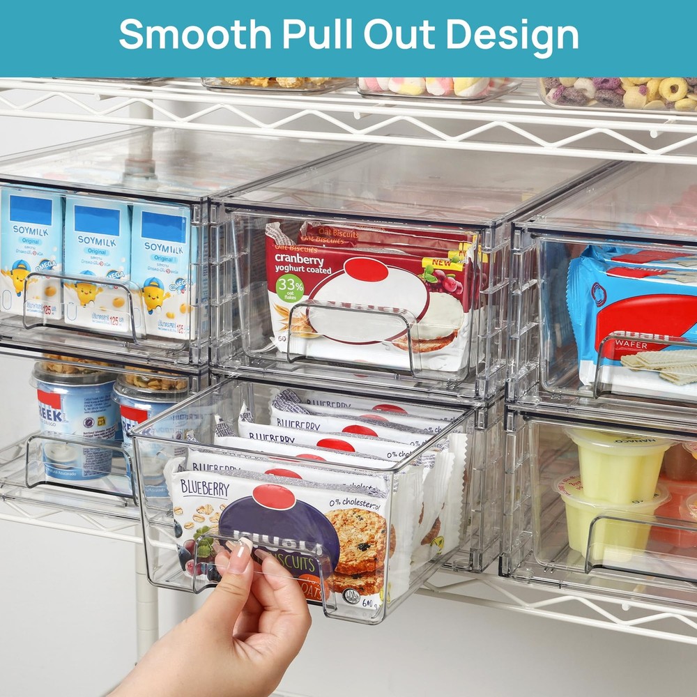 Vtopmart 2-Pack Stackable Clear Acrylic Storage Drawers Organizer w/ Handles