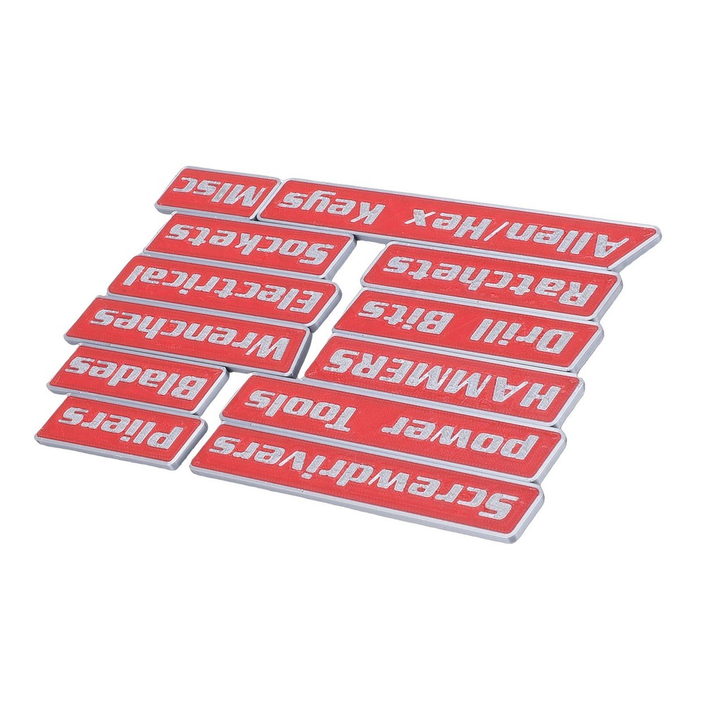 2-12pcs Magnetic Toolbox Labels Reusable 3D Printed Toolbox Drawer Tags Red