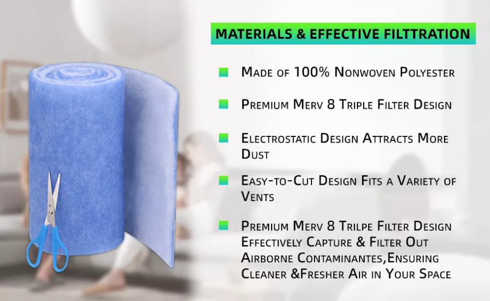 Easy to replace 30cm * 355cm ventilation filter non-woven polyester aquarium