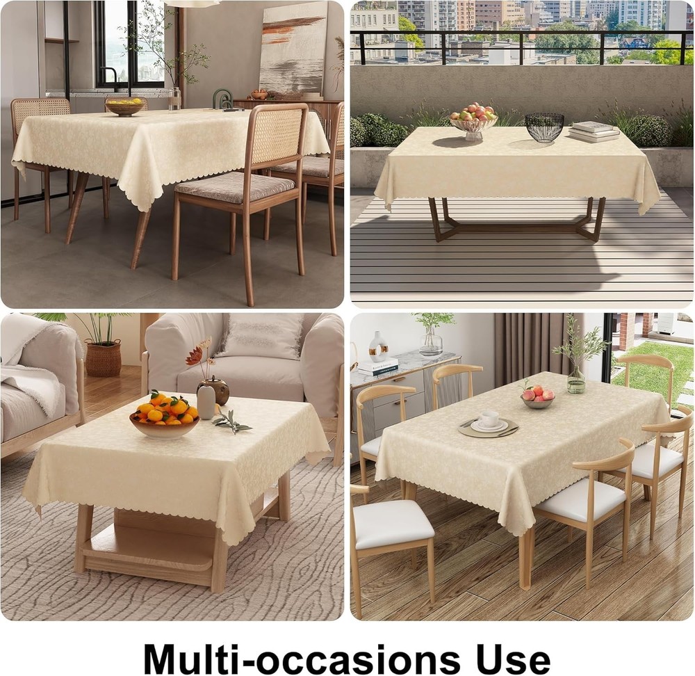 Mantel rectangular de vinilo resistente al agua (beige, 152 x 213 cm)