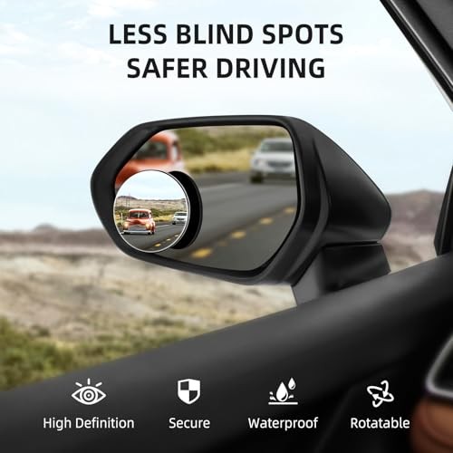 Blind Spot Mirror for Car (2 Pack) - HD Frameless Wide-Angle Round- Silver