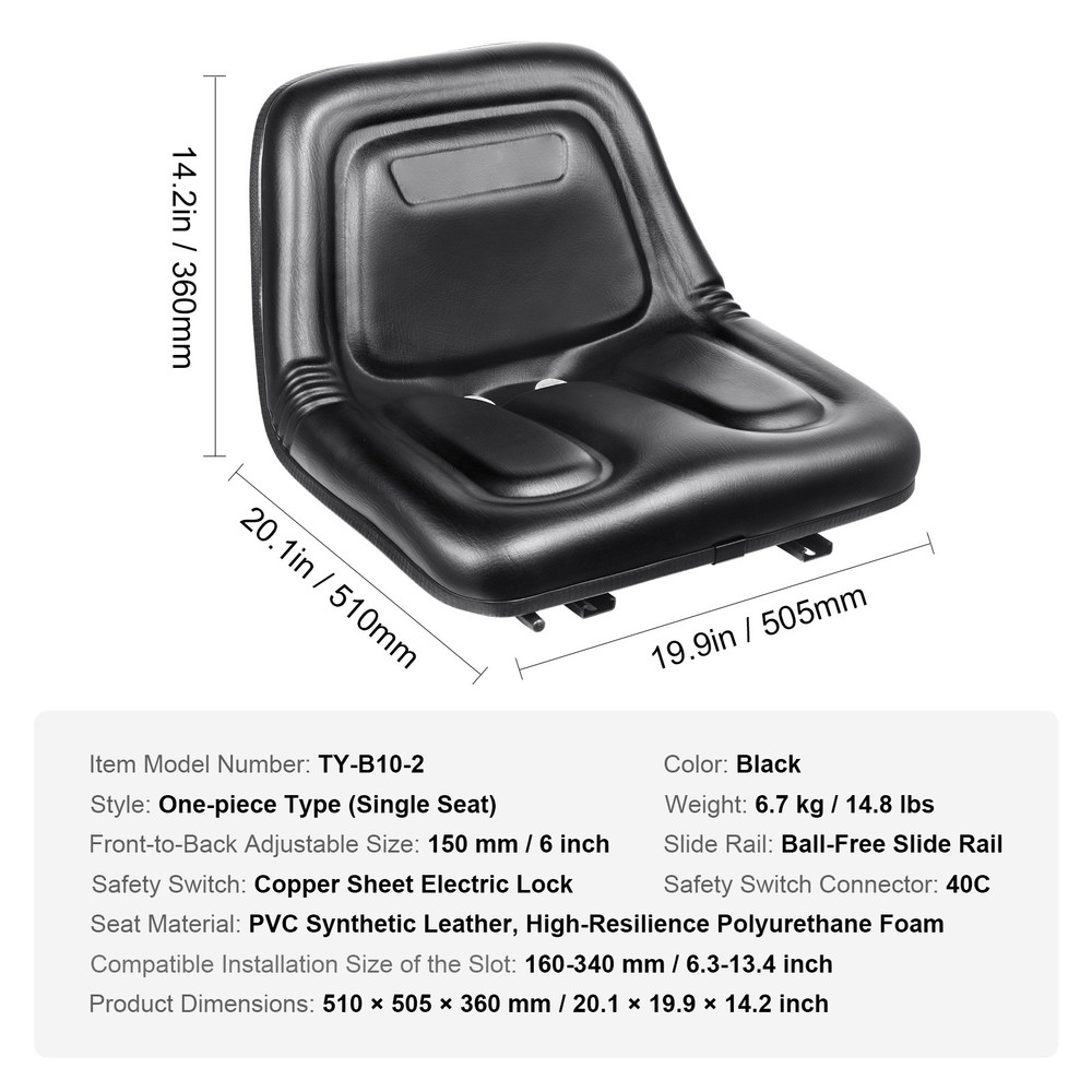 Universal Forklift Seat Tractor Seat with Micro Switch & Drainage Holes