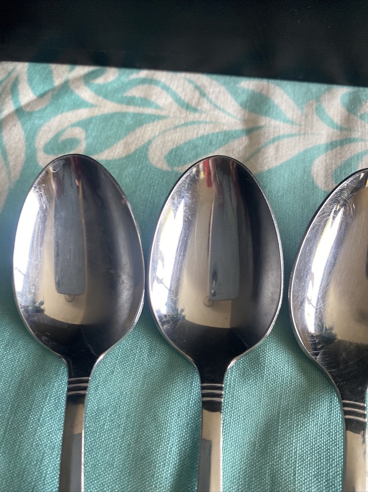4 Pcs Rogers Co Country Shell Dinner Spoons Stainless Flatware