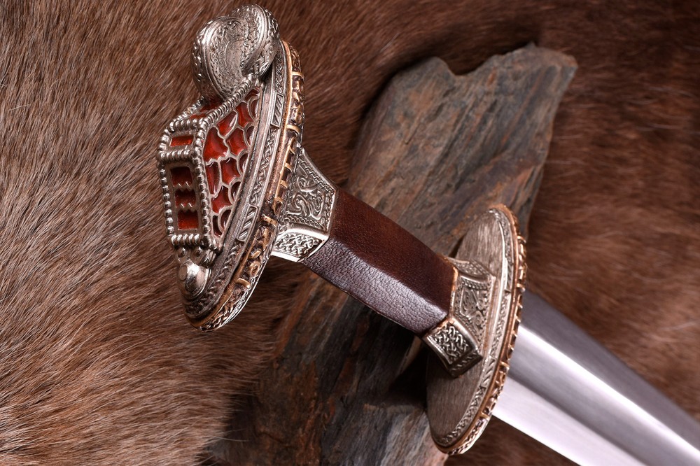 Vendel period sword with sheath, mint brass handle
