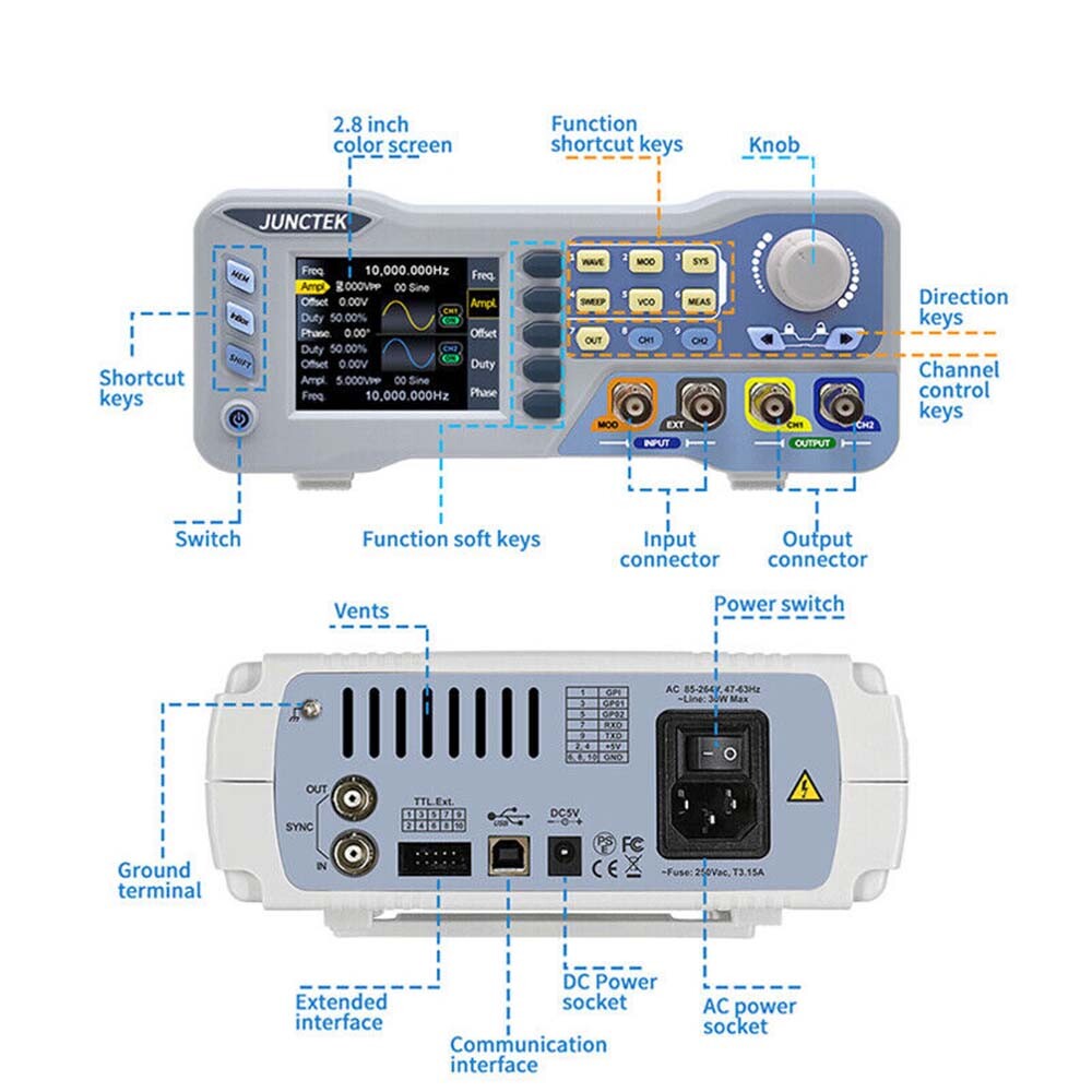 Function Arbitrary Waveform Generator Signal Source For JDS8080 80MHz 2 Channel