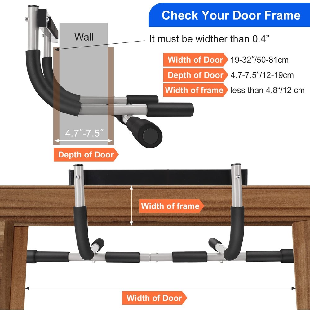 Quick Install Door Pull Up Bar â€“ Adjustable Width for Total Upper Body Workout
