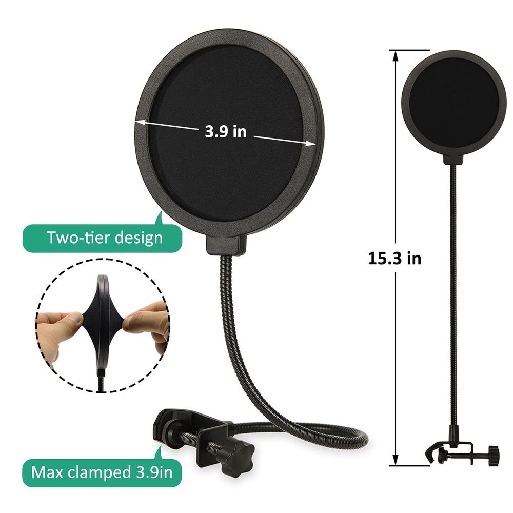 AT2020 Shock Mount with Pop Filter and Foam Windscreen, Noise Reduction Micro...