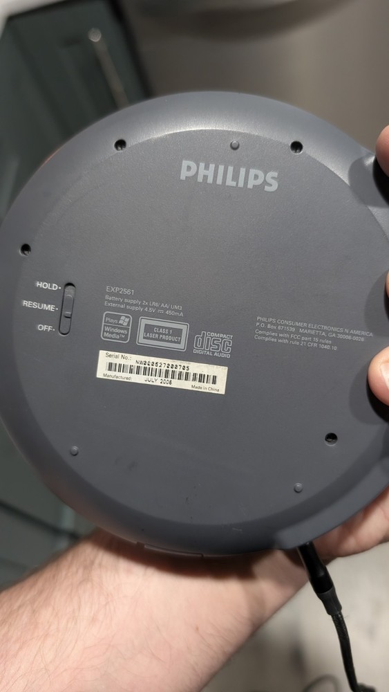 Philips EXP2561 Portable CD Player Silver Blue DBB Shock Protection Programmable