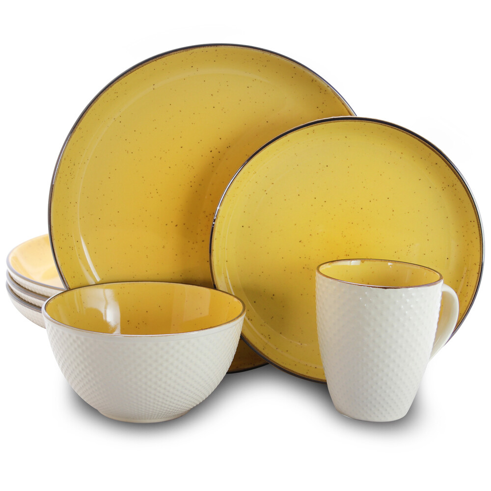 Elama El-Mellowyellow 16-Piece Dinnerware Set - Mellow-Yellow