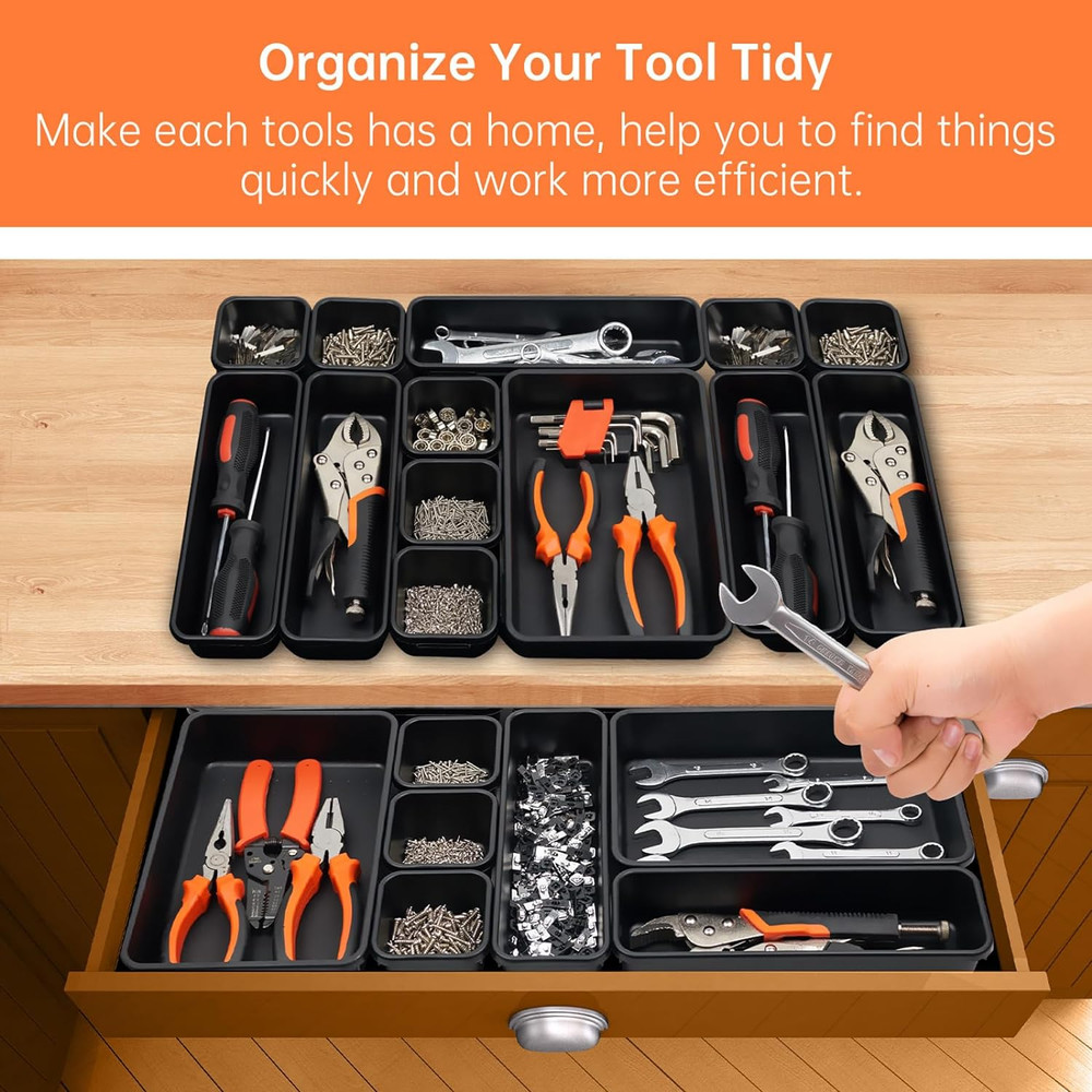 45 Pack Tool Box Organizer Tray Divider, Toolbox Desk Drawer Organizer,Garage Or