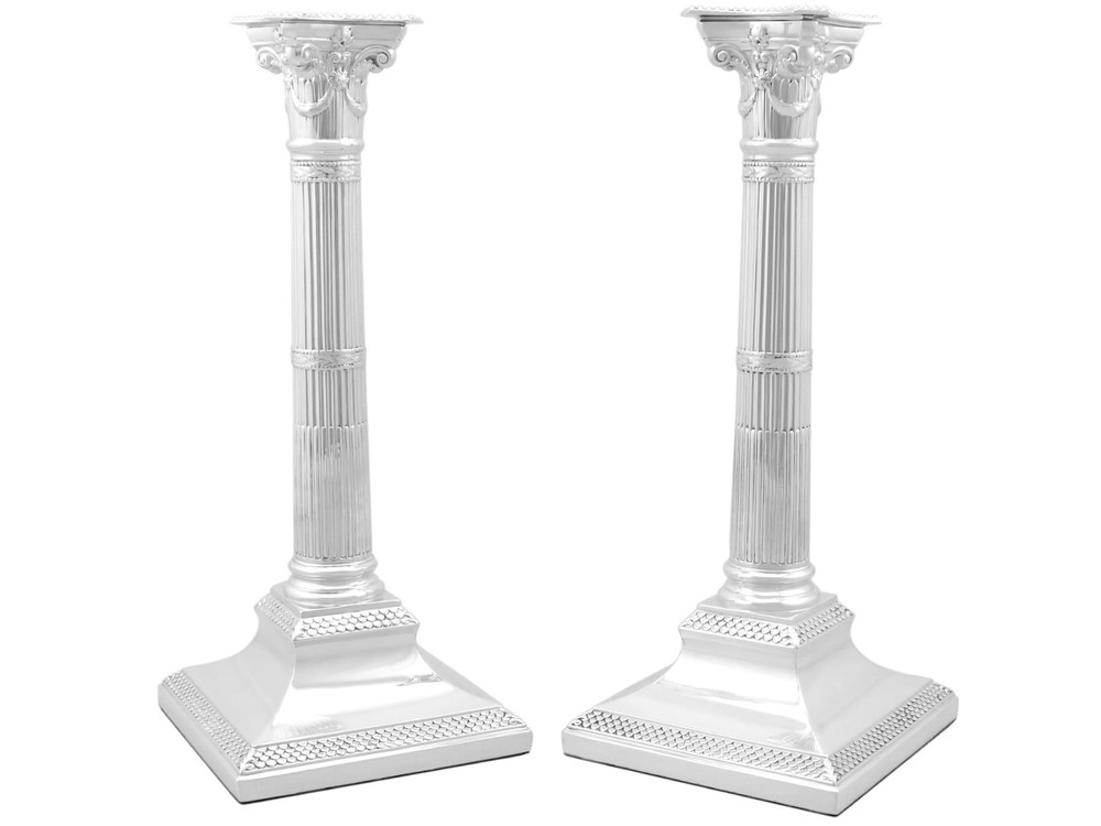 Sterling Silver Candlesticks Antique Victorian