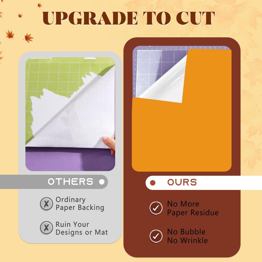 Solid Color Permanent Adhesive Vinyl - 18 Sheets 12"x10" Fall Permanent Adhes...