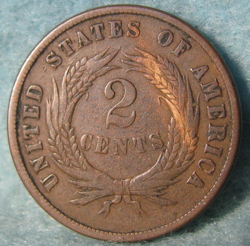 1871 Two Cent Piece Better Grade Old US Coin #555