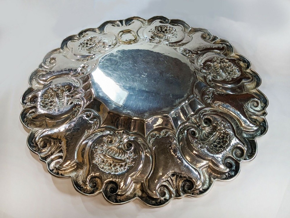 European Silver Tray .800 Fine Silver 20.5" Diameter