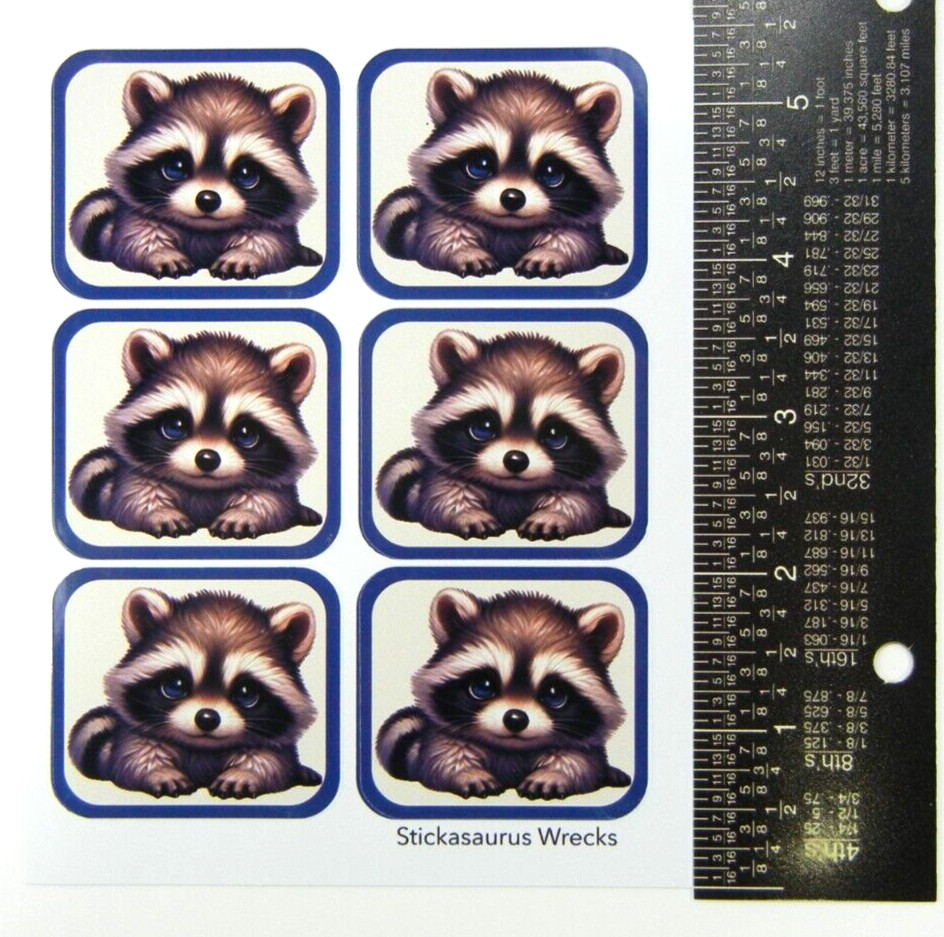 Baby Raccons Squares Sticker Sheet