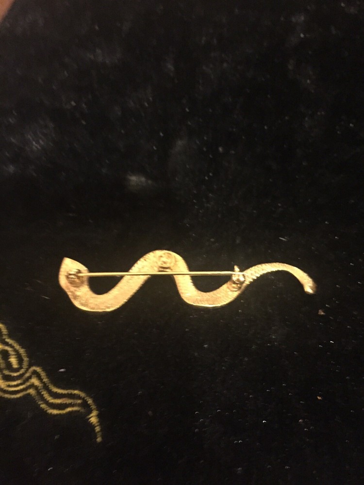Gold Plated And Crystal Snake Brooch