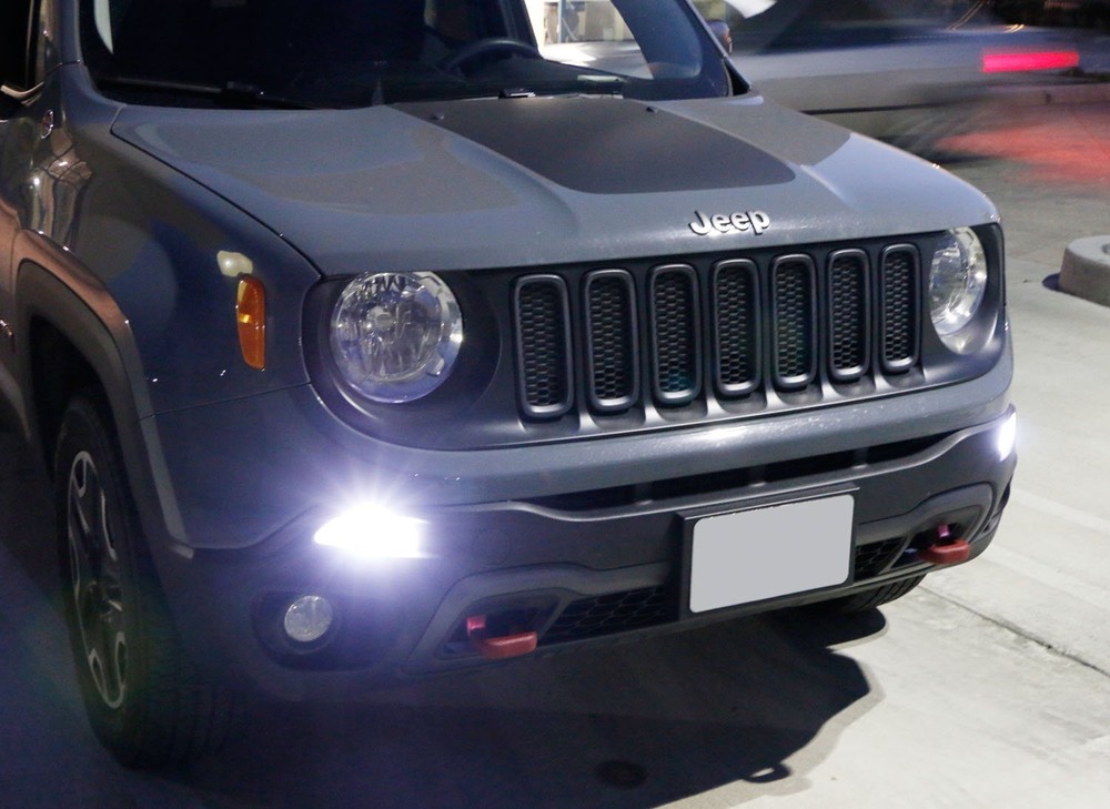 (2) 6500K White LED Daytime Running Light Bulbs For 2015-2019 Jeep Renegade