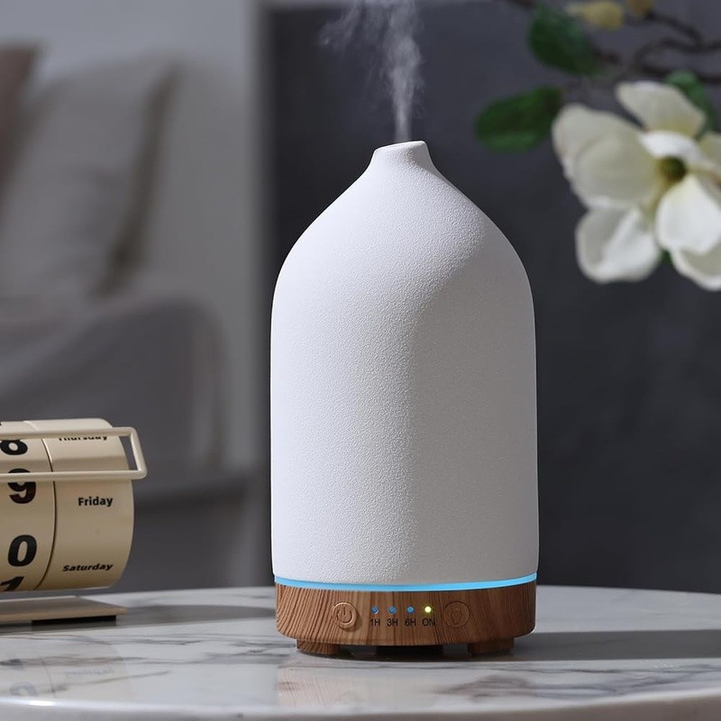 Ceramic Essential Oil Diffuser Ultrasonic Humidifier Auto Shut-Off LED Light New