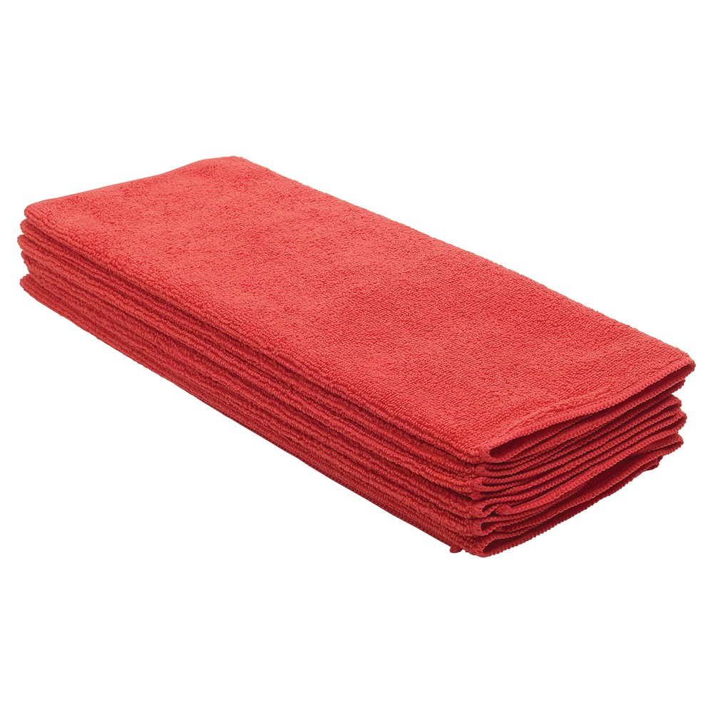 Microfiber Towel, 16" x 16", 6pcs/pk, Red (10 Pack)