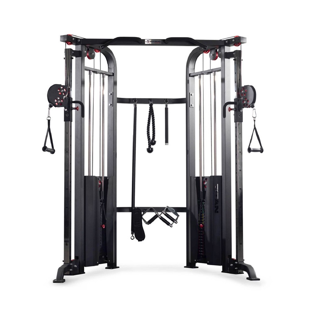 Titan Fitness Functional Trainer, Double Stack 200 LB 2:1 Cable Pull Station