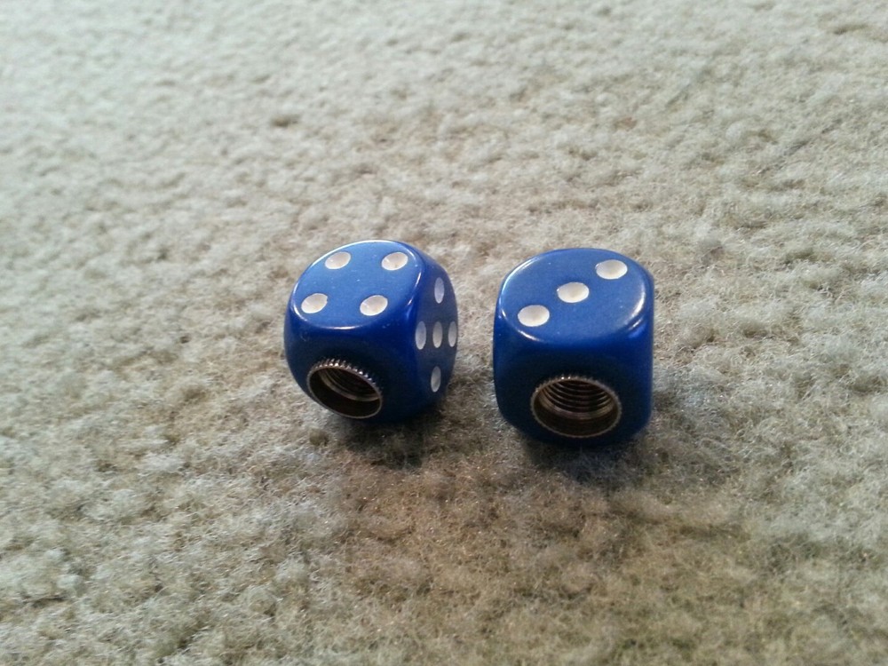 BLUE DICE BICYCLE VALVE STEM CAPS
