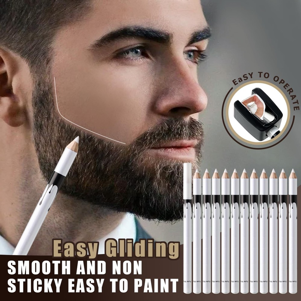 Noerrors 12Pcs White Barber Pencil Set Magic 1 Count (Pack of 12), B