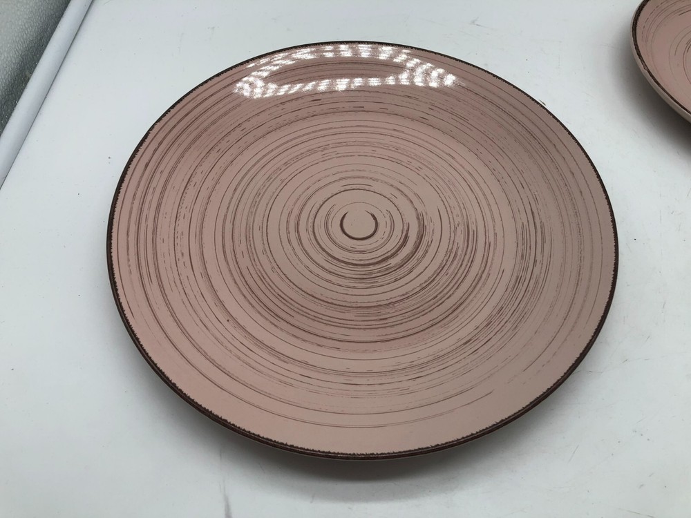 Ceramic Rustic Pink & Brown 10in & 8in Plate Set BB01B28036
