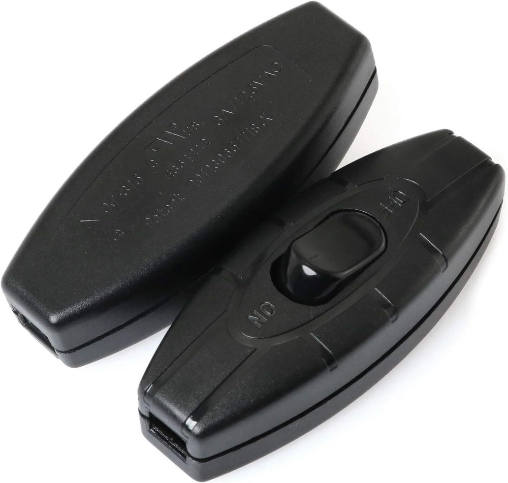 E-outstanding Inline Cord Switch 2 PCS On/Off Black Button