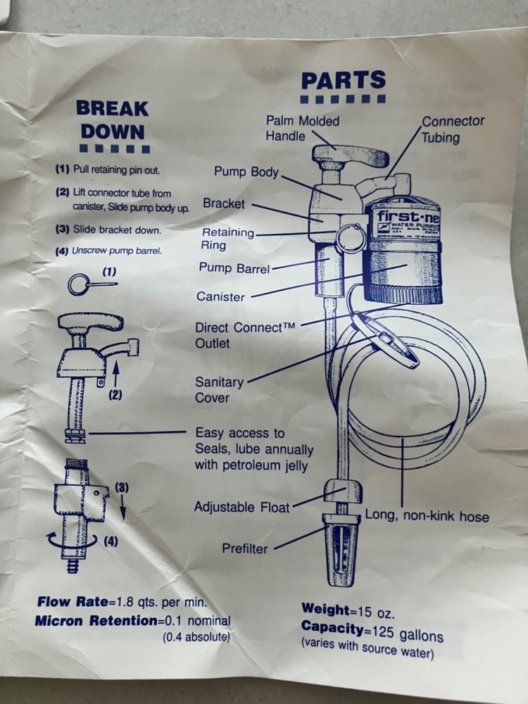 First Need Portable Water Purifier Micro Filter Camping Hiking New