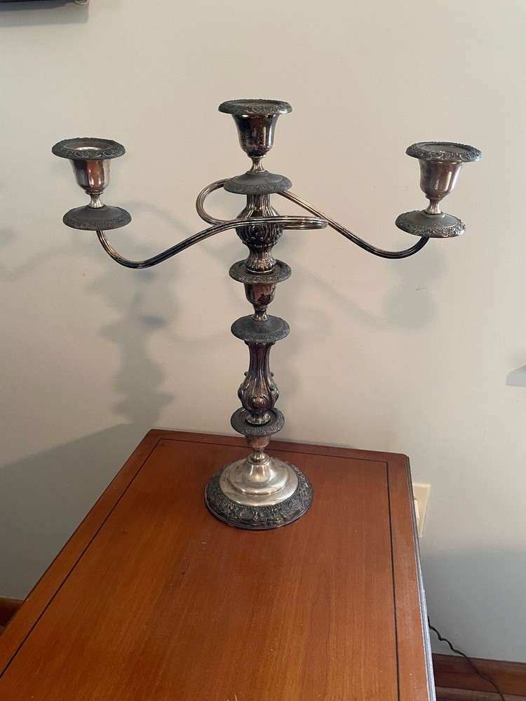 Antique Sheridan Silver Two Candlestick Candelabras