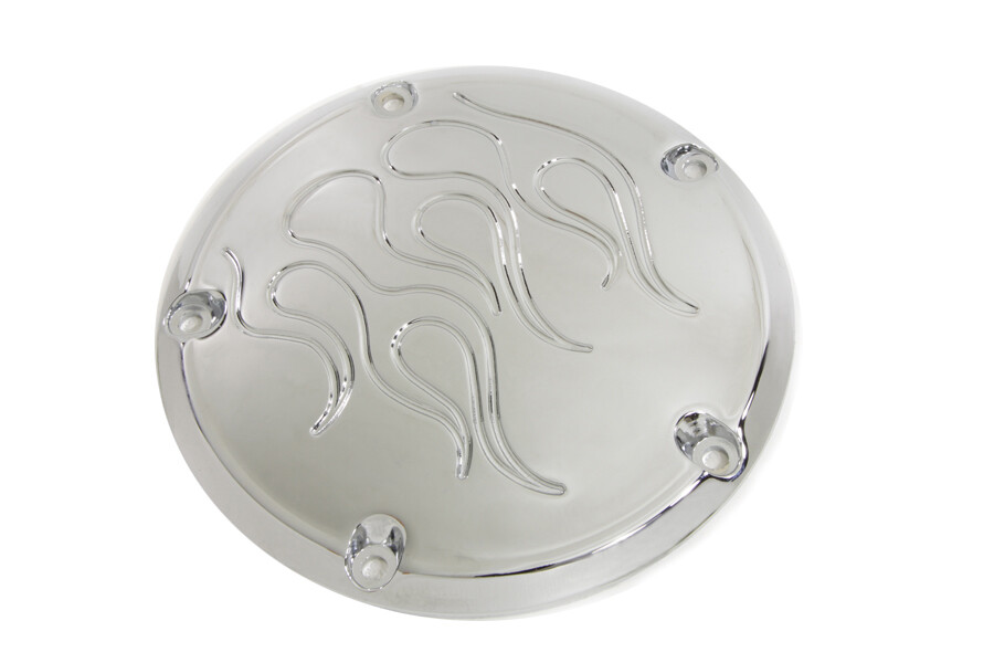 Flame Derby Cover Chrome fits Harley Davidson