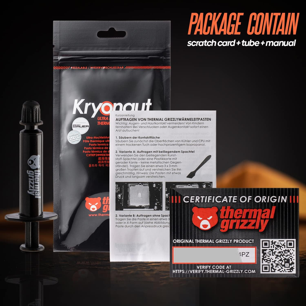 Thermal Grizzly Kryonaut - High Performance Thermal Paste for Cooling Processor