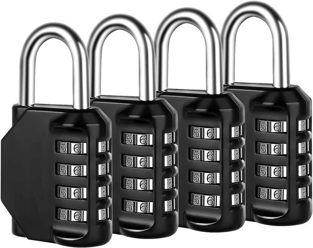 Multi-Use Resettable Combination Locks - Black Finish 4 Pack