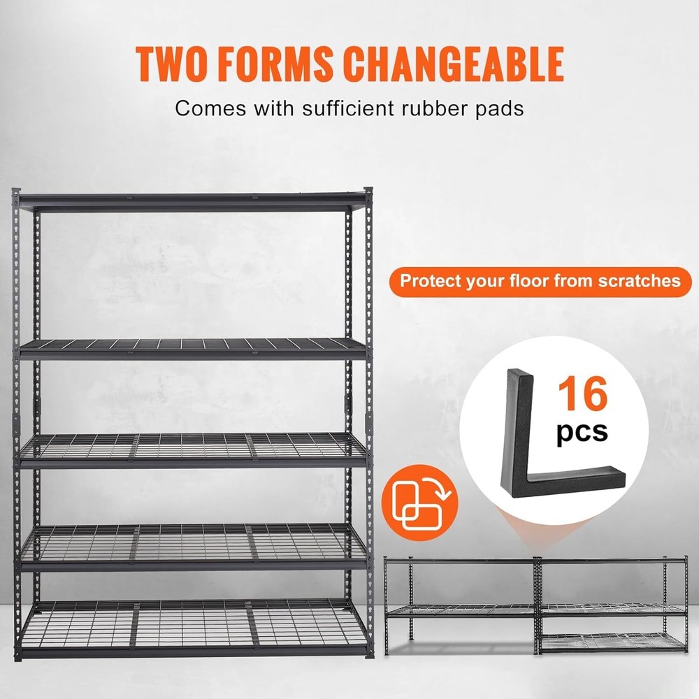 Storage Shelving Unit Garage Storage Rack 5-Tier Adjustable 2000LBS Load Bearing