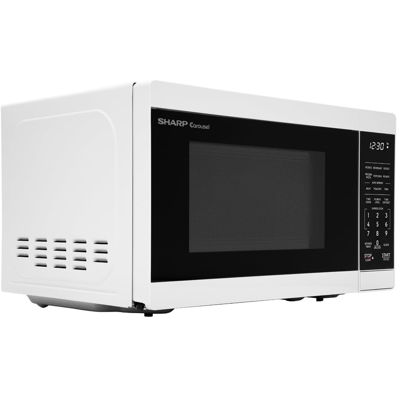 700W Compact Microwave Oven W/ Turntable Auto Cook Defrost Timer Kitchen Use