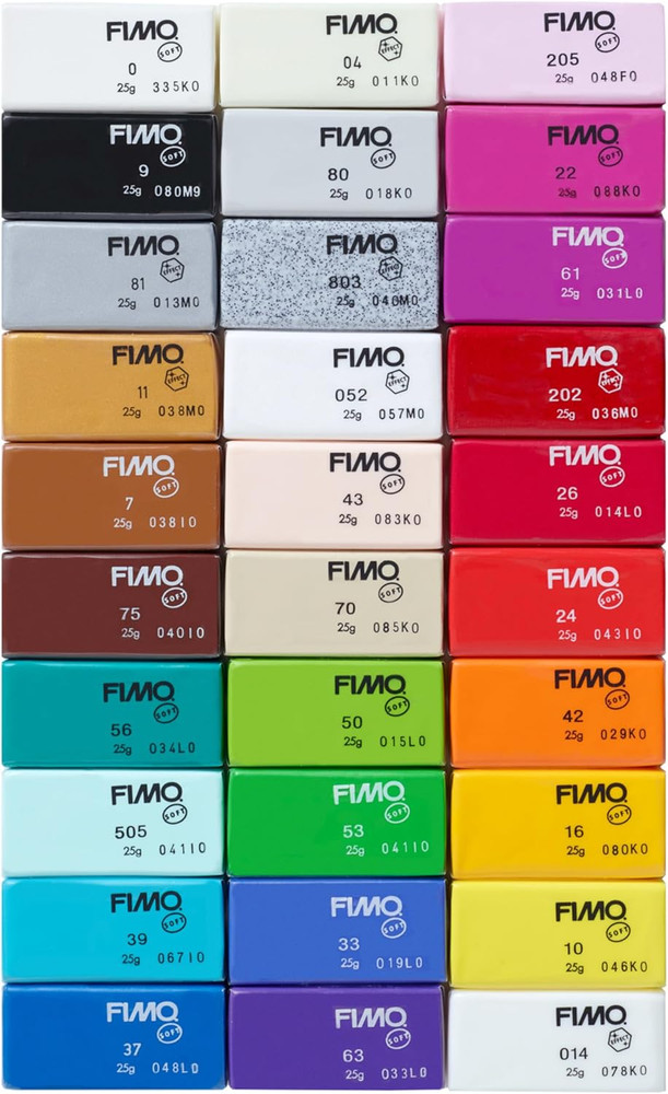 FIMO Soft Oven-Bake Polymer Clay - Assorted Colors Sampler: 30 X 25G Half Blocks