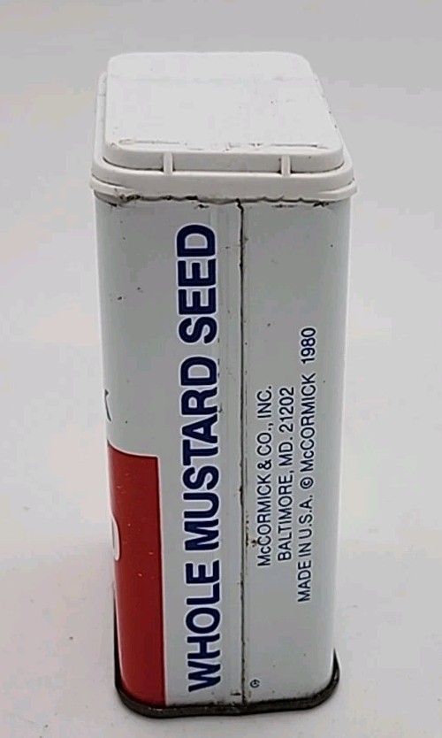 1974 McCORMICK Whole Mustard Seed Spice Tin * Empty