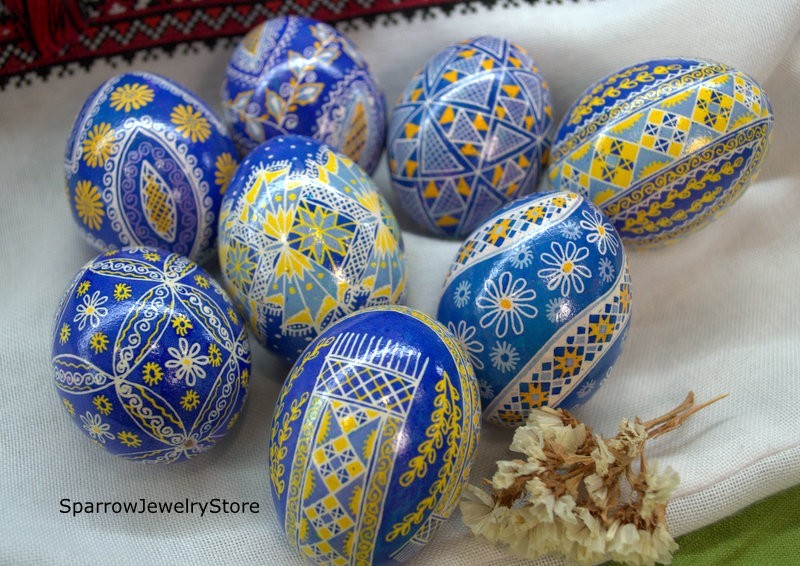 Handmade Easter eggs Easter ornaments Handpainted Easter decor Ukraine Pysanka