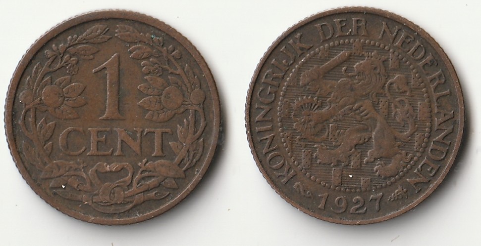 1927 Netherlands 1 cent coin
