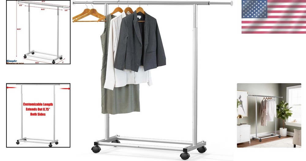 Adjustable Workspace Garment Rack - Elegant 30" to 48" Extendable Design