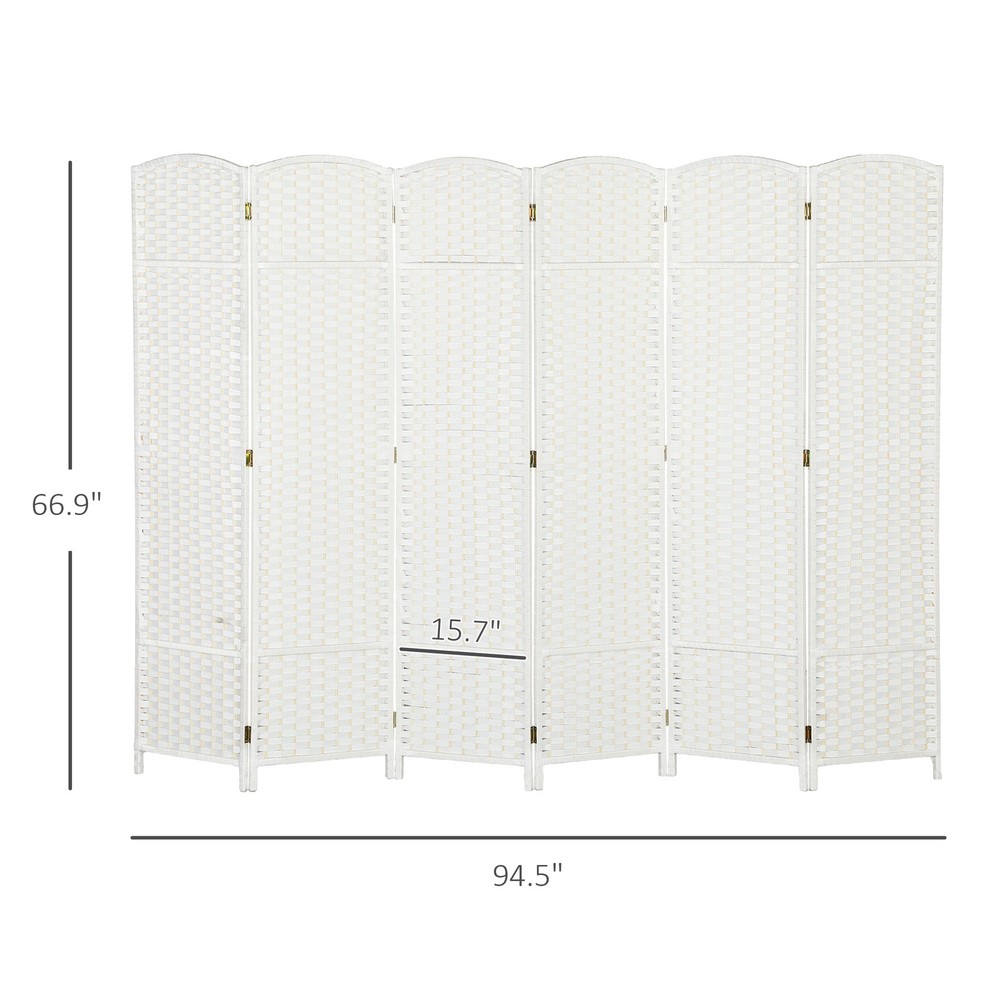 6 Panel Room Divider Freestanding Folding Privacy Screen White