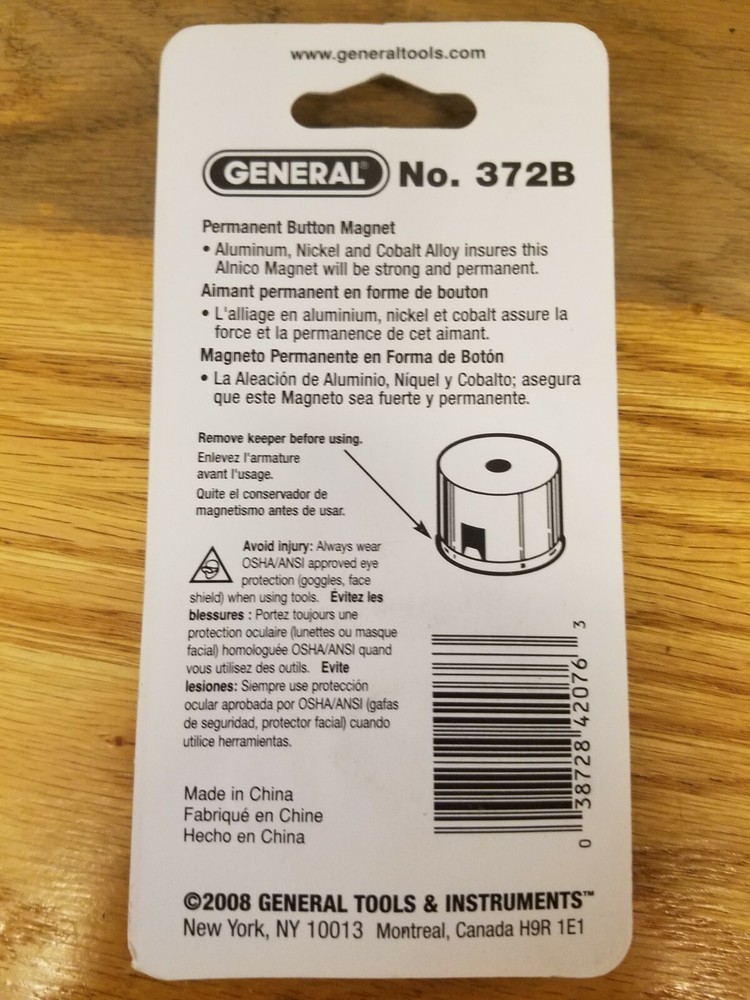 GENERAL TOOLS #372B ALNICO MAGNET 4 lb. PULL