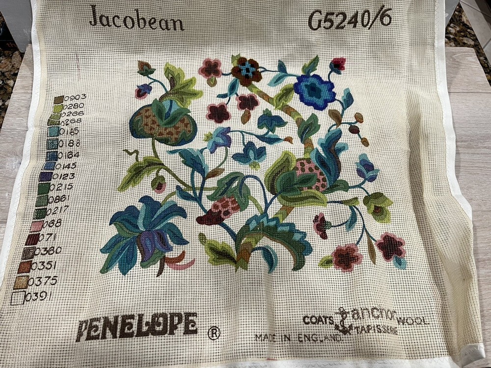 Vintage Penelope Jacobean Handpainted Canvas