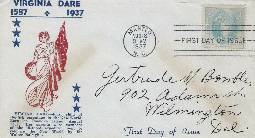 796 5c VIRGINIA DARE - ComCut cachet