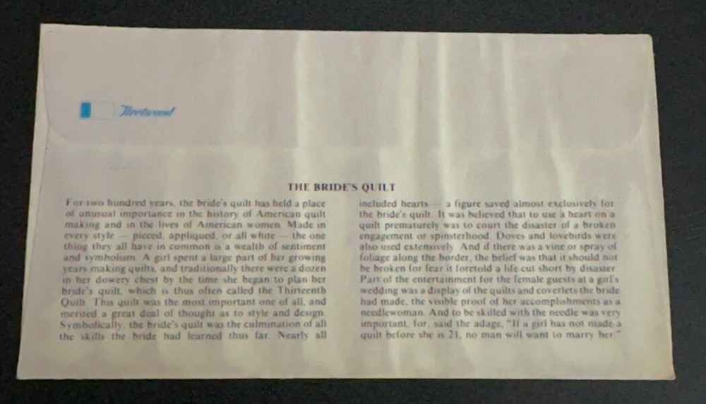 US #1747 The Brides Quilt FDC