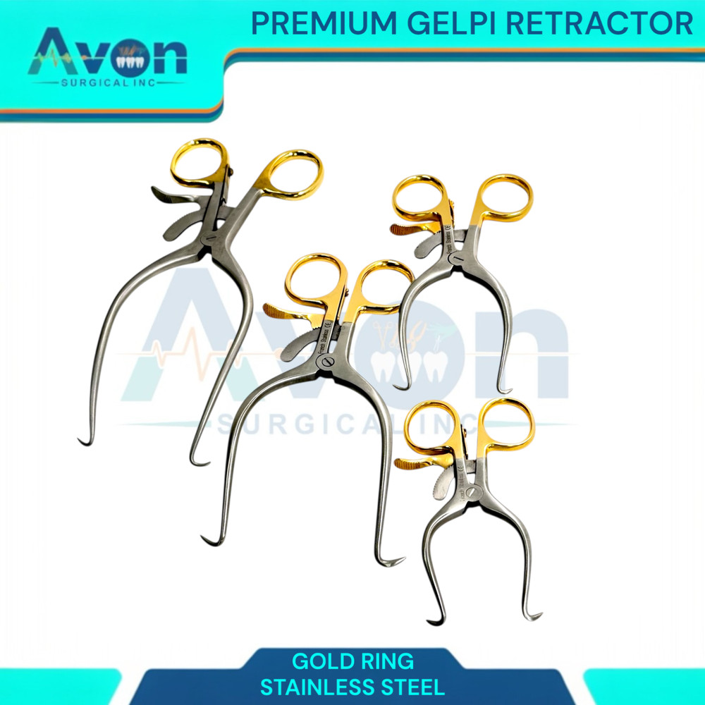 Self Retaining Sharp Pronged Retractor Spreader, Gold Handle, Premium (1 Piece)