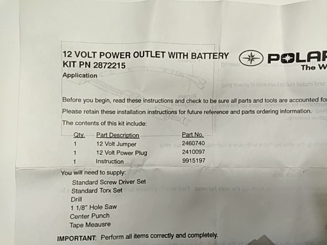 12V Power Plug - 2000 Polaris NOS