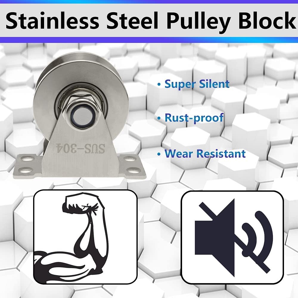 Versatile Stainless Steel Single Pulley Block - Easy Install for DIY Projects