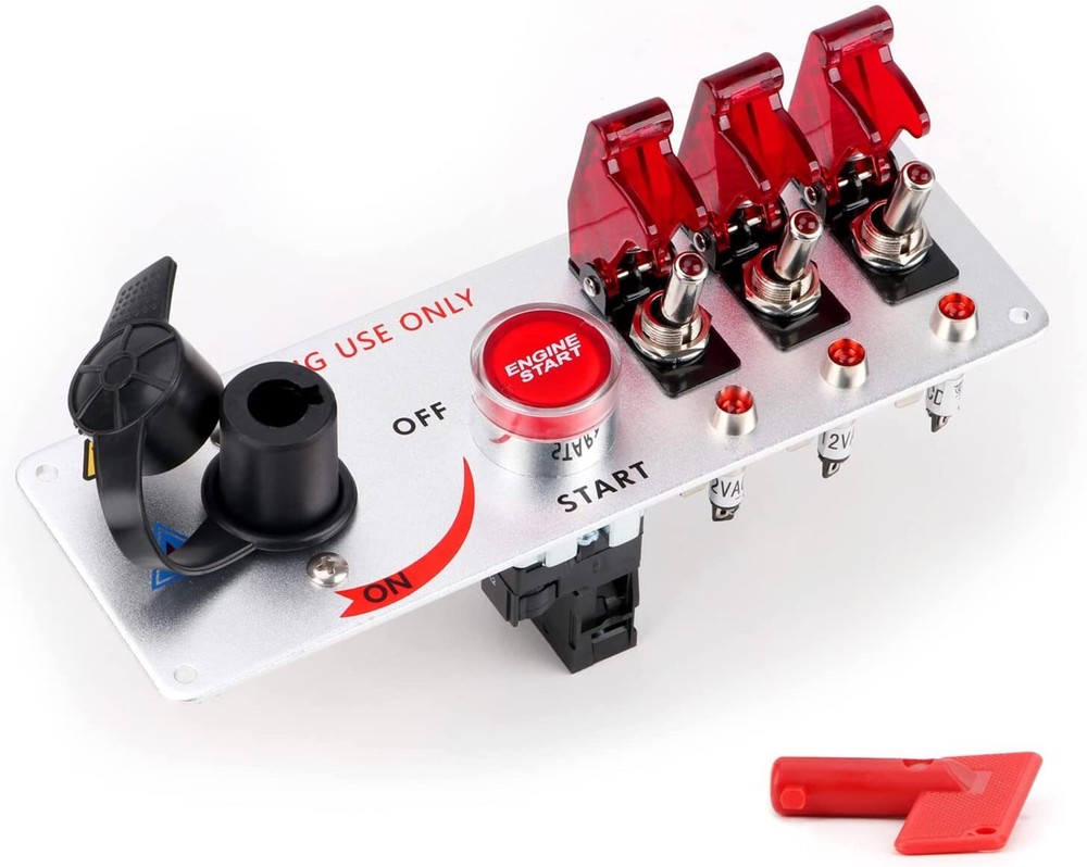 Racing Car 12V Ignition Switch Panel LED Toggle Switch Engine Start Push Button